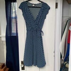 Wet Seal Blue and White Wrap Midi Dress